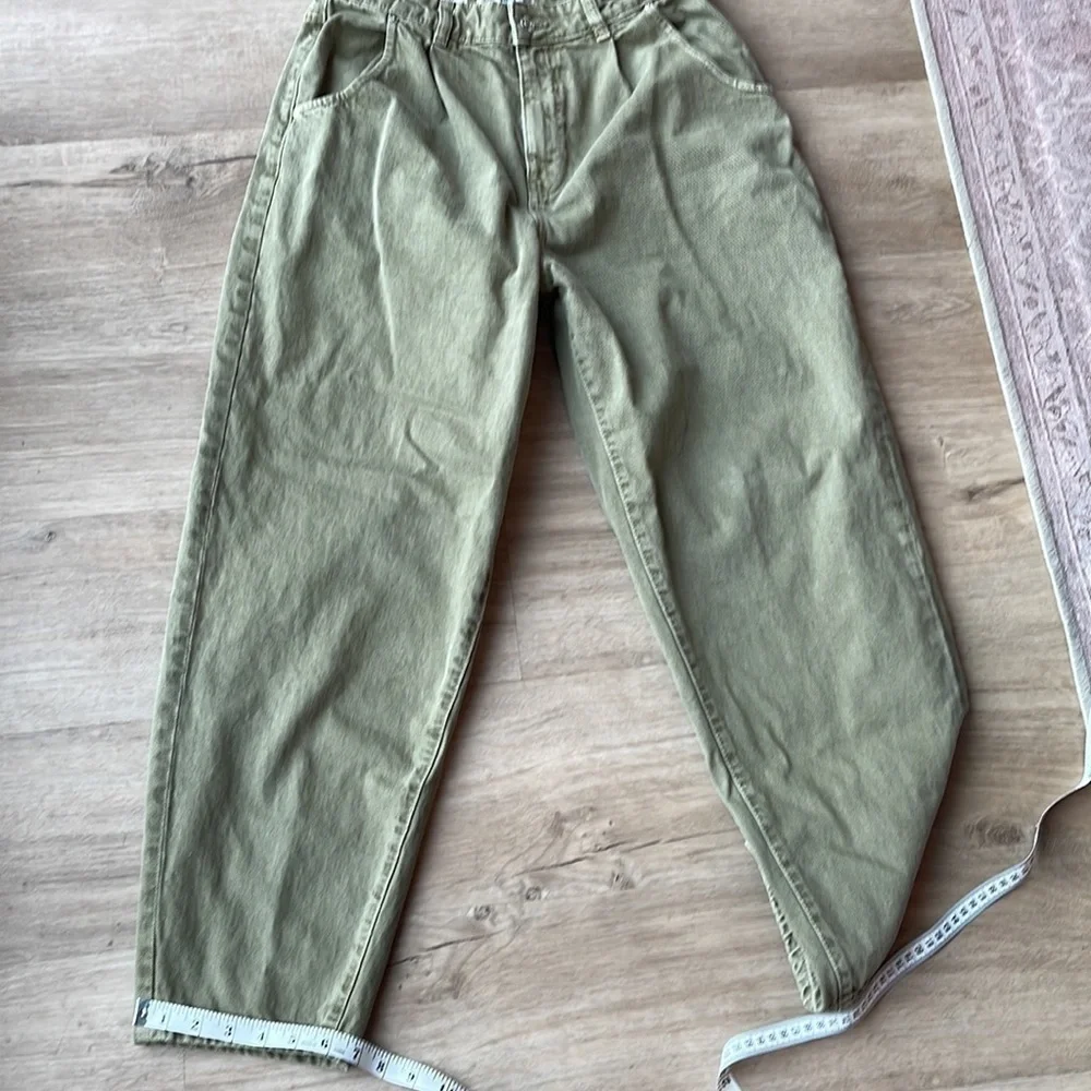 Mango Regina Slouch Jeans Khaki Green Size 8 - Picture 8 of 10